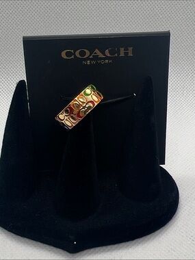 Coach Multicolor Enamel Signature 'C' Ring